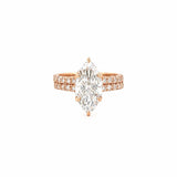 14K Gold 3.00 Carat Lab Grown Marquise Diamond Prong Set Engagement Set with Diamond Under Halo and Prongs