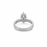 14K Gold 3.00 Carat Lab Grown Marquise Diamond Prong Set Engagement Set with Diamond Under Halo and Prongs