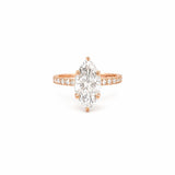 14K Gold 3.00 Carat Lab Grown Marquise Diamond Prong Set Engagement Ring with Diamond Under Halo and Prongs
