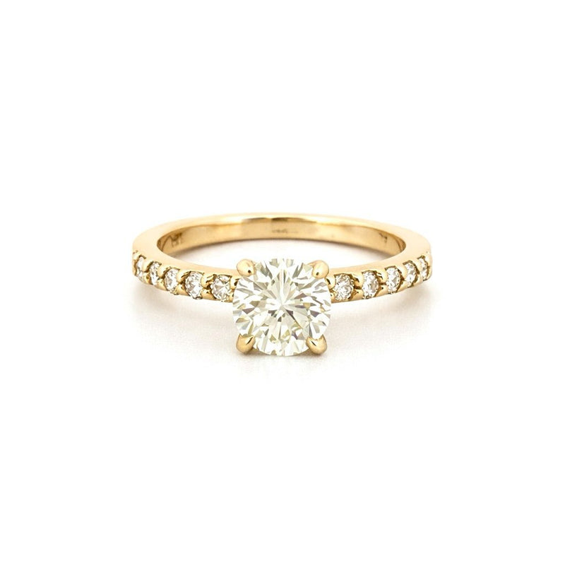 14K Gold 1.00 Carat Natural Round Diamond Prong Set Engagement Ring