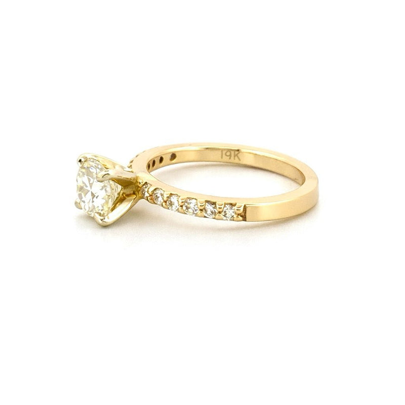 14K Gold 1.00 Carat Natural Round Diamond Prong Set Engagement Ring