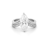 14K Gold 2.00 Carat Lab Grown Slanted Marquise Diamond V Engagement Ring