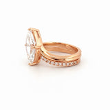 14K Gold 2.00 Carat Lab Grown Slanted Marquise Diamond V Engagement Ring