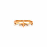 14K Gold Split Diamond Cross Band