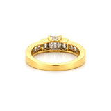 14K Gold Princess Pave Center Diamond Invisible Set Basket Engagement Ring