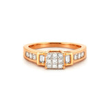 14K Gold Princess Pave Center Diamond Invisible Set Basket Engagement Ring