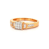 14K Gold Princess Pave Center Diamond Invisible Set Basket Engagement Ring