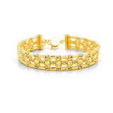 14K Gold Triple Layer Diamond Cut Bangle Bracelet