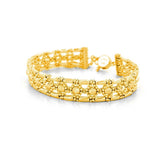 14K Gold Triple Layer Diamond Cut Bangle Bracelet