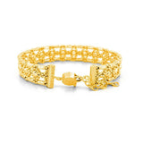 14K Gold Triple Layer Diamond Cut Bangle Bracelet