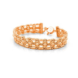 14K Gold Triple Layer Diamond Cut Bangle Bracelet