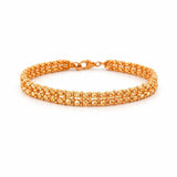 14K Gold Double Layer Diamond Cut Bead Link Bangle Bracelet