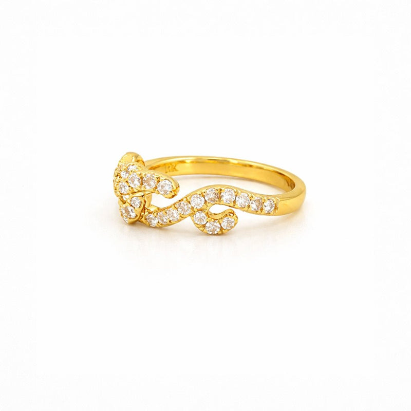 14K Gold Linked Wave Diamond Fashion Band