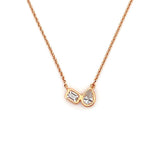 14K Gold Pear and Emerald Diamond Duo Pendant Necklace