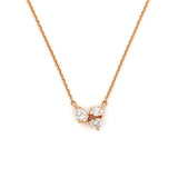 14K Gold Heart Pear Oval Diamond Trio Pendant Necklace