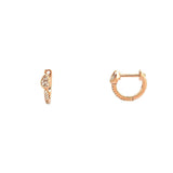 14K Gold Pear Diamond Bezel Prong Set Huggie Earrings