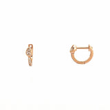 14K Gold Pear Diamond Bezel Prong Set Huggie Earrings