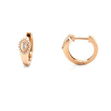 14K Gold Marquise Diamond Bezel Halo Huggie Earrings