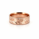 14K Gold Feathered Gold Mens Band