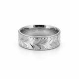 14K Gold Feathered Gold Mens Band