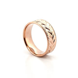 14K Gold Feathered Gold Mens Band