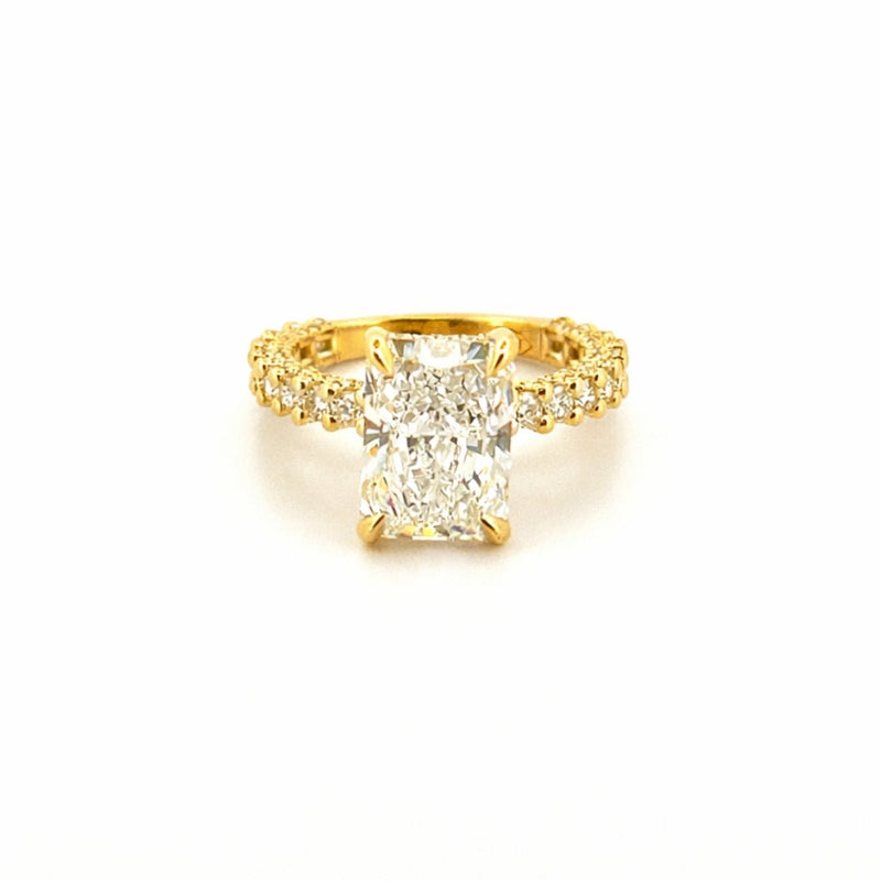 14K Gold Lab Grown Radiant Diamond U Prong Under Halo Engagement Ring