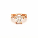 14K Gold Lab Grown Radiant Diamond U Prong Under Halo Engagement Ring