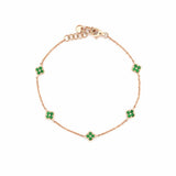 14K Gold Emerald Clover Bracelet