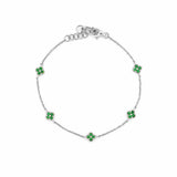 14K Gold Emerald Clover Bracelet