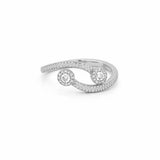 14K Gold Open Duo Round Halo Pave Band