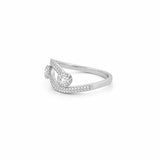 14K Gold Open Duo Round Halo Pave Band
