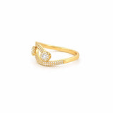 14K Gold Open Duo Round Halo Pave Band