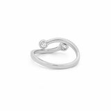 14K Gold Open Duo Round Halo Pave Band