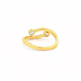 14K Gold Open Duo Round Halo Pave Band