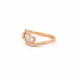 14K Gold Open Duo Round Halo Pave Band