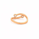 14K Gold Open Duo Round Halo Pave Band