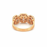 14K Gold Three Baguette Cluster Diamond Three Stone Halo Ring
