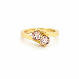 14K Gold Two Round Morganite Split Band