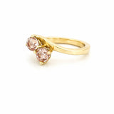 14K Gold Two Round Morganite Split Band