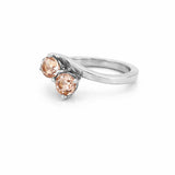 14K Gold Two Round Morganite Split Band