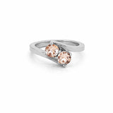 14K Gold Two Round Morganite Split Band