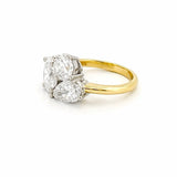 14K Two Tone Gold Three Lab Grown Pear Oval Round Diamond Engagement Ring
