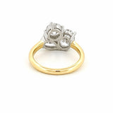 14K Two Tone Gold Three Lab Grown Pear Oval Round Diamond Engagement Ring