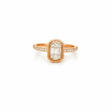 14K Gold Tag Oval Diamond Cluster Ring