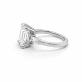 14K Gold Lab Grown Emerald Diamond Baguette Three Stone Engagement Ring