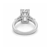 14K Gold Lab Grown Emerald Diamond Baguette Three Stone Engagement Ring