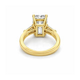 14K Gold Lab Grown Emerald Diamond Baguette Three Stone Engagement Ring