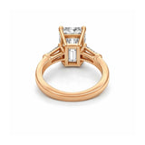 14K Gold Lab Grown Emerald Diamond Baguette Three Stone Engagement Ring