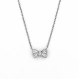 14K Gold Diamond Ribbon Butterfly Pendant Necklace