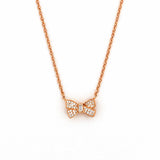 14K Gold Diamond Ribbon Butterfly Pendant Necklace